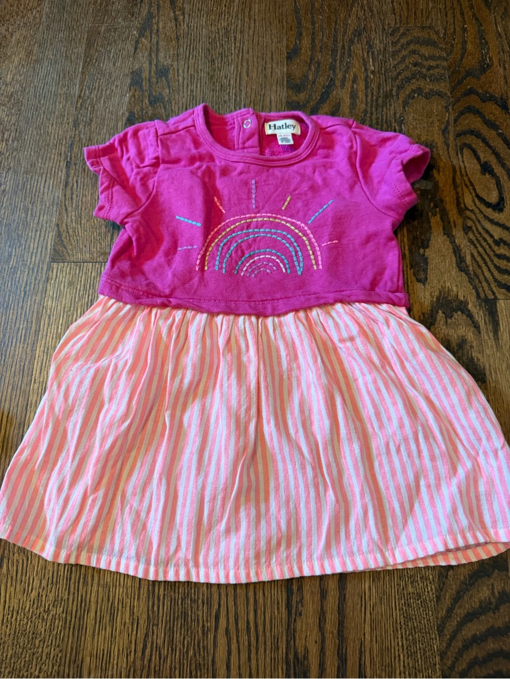 Hatley Pink and Light Pink Striped Rainbow Dress